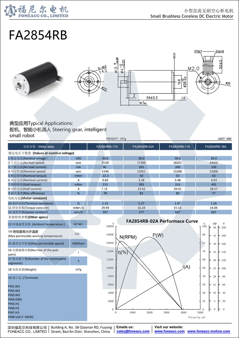 2854rb micro coreless brushless dc electric motor